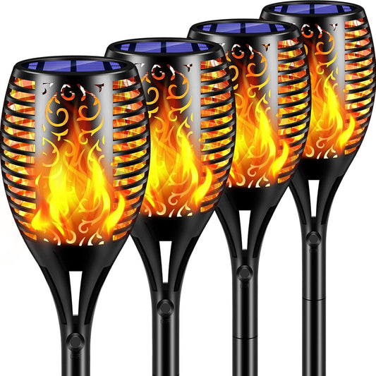 TomCare Solar Pathway Lights - Flickering Flame Outdoor Torches