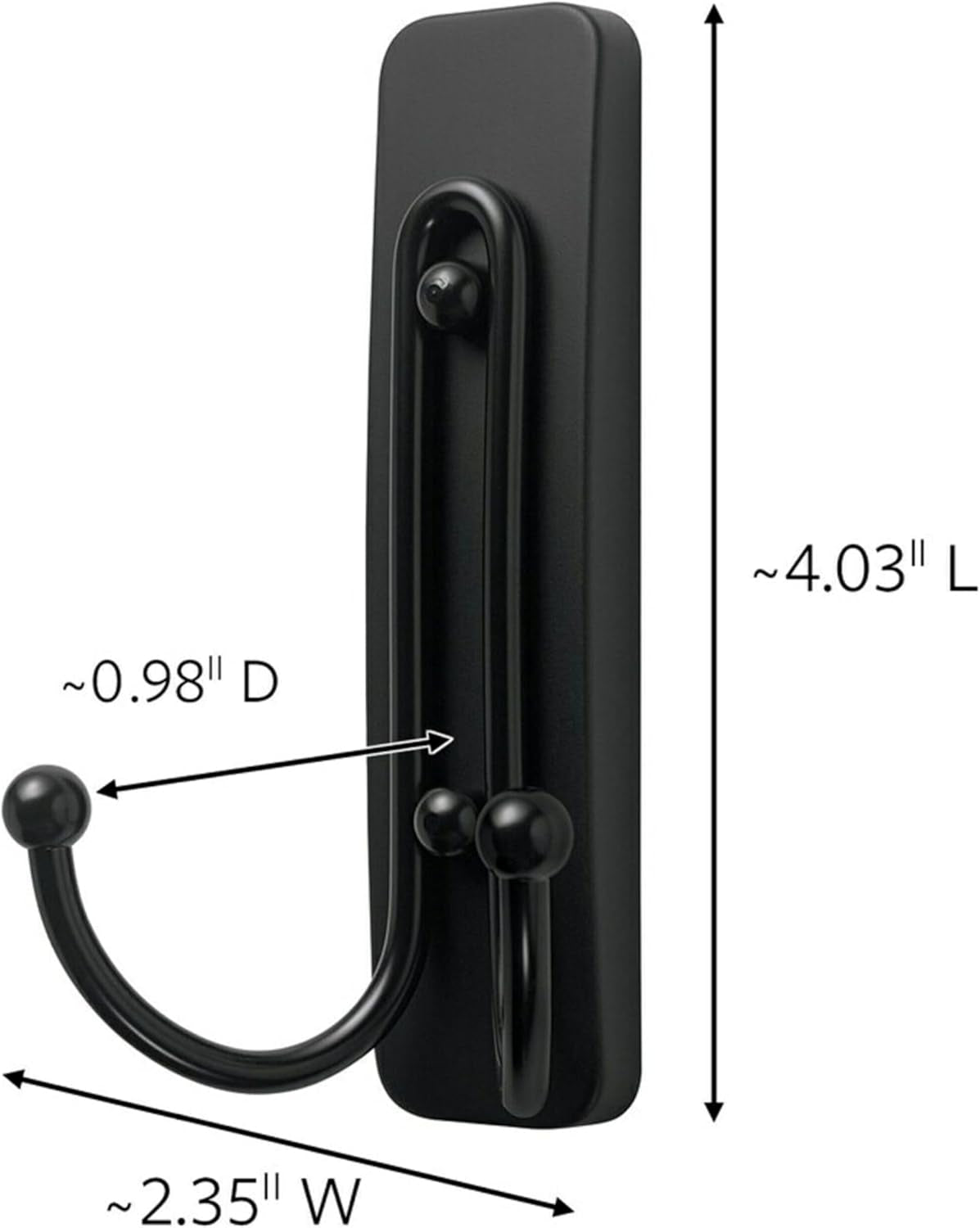 Command Matte Black Double Hooks (Damage-Free)
