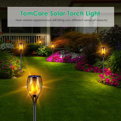 TomCare Solar Pathway Lights - Flickering Flame Outdoor Torches