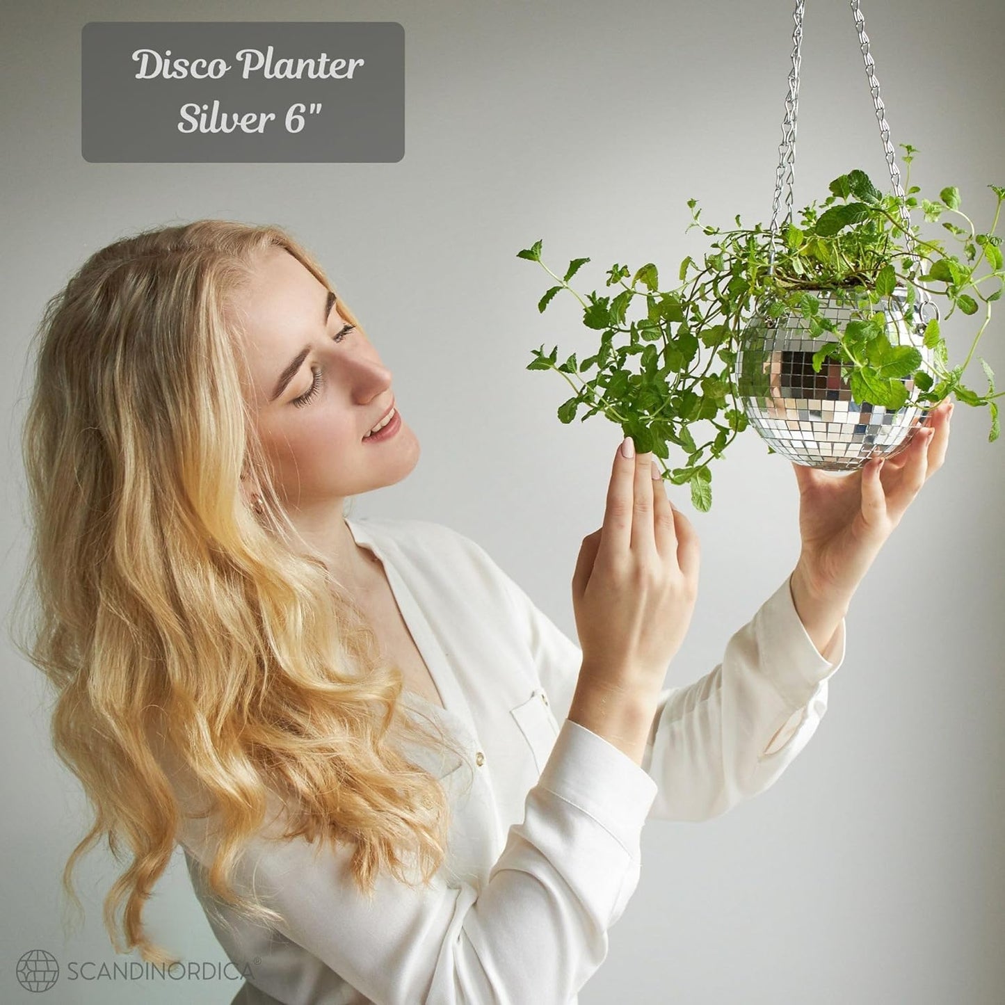 SCANDINORDICA Disco Ball Planter - Aesthetic Hanging Flower Pot