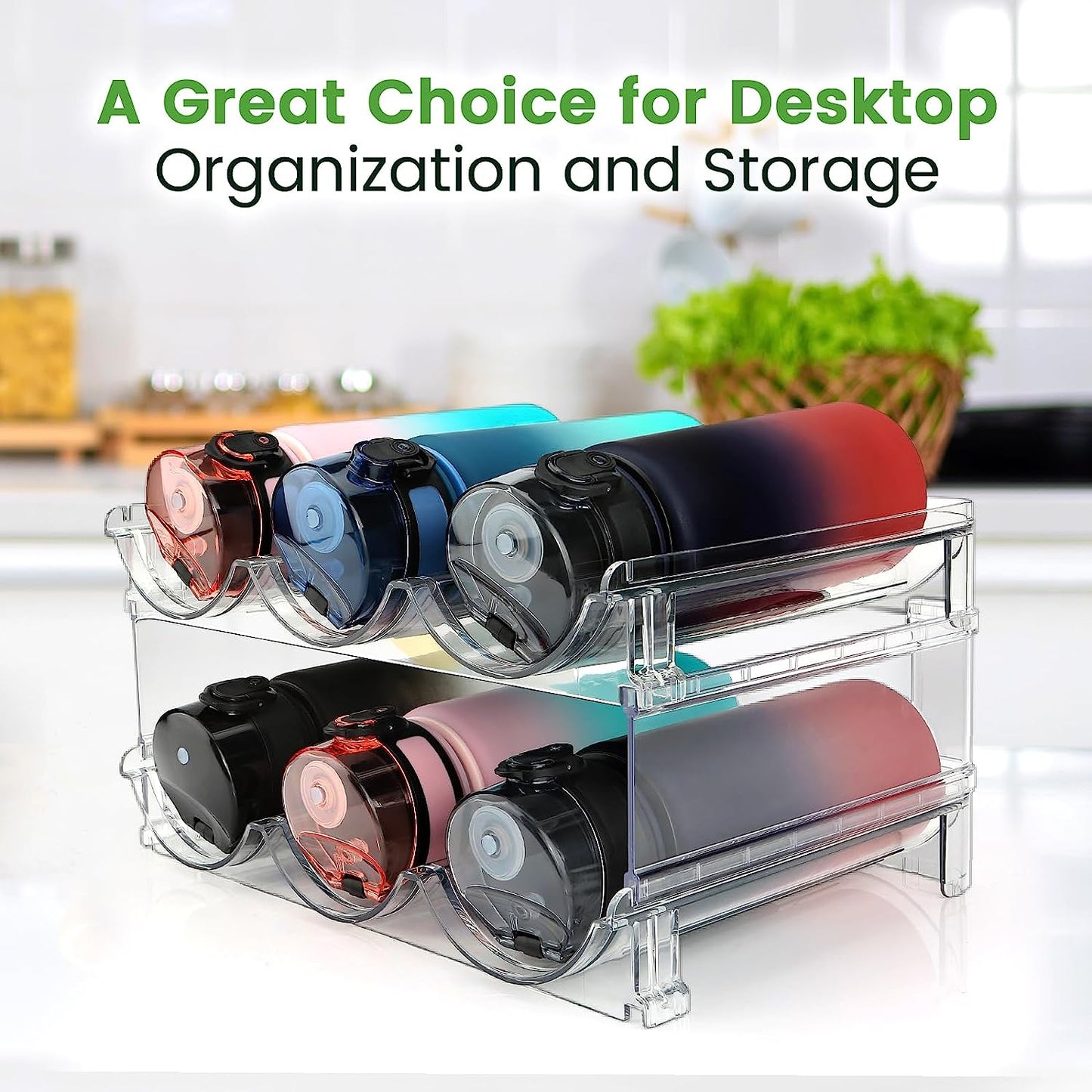 Aesthetic Water Bottle Organizer for Cabinet (2 Packs)
