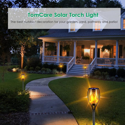 TomCare Solar Pathway Lights - Flickering Flame Outdoor Torches