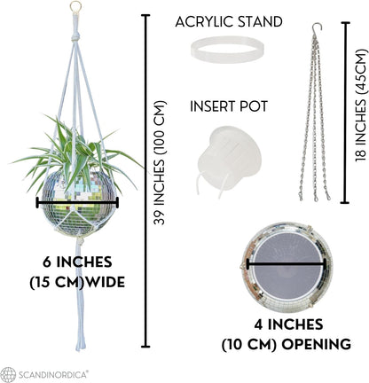 SCANDINORDICA Disco Ball Planter - Aesthetic Hanging Flower Pot