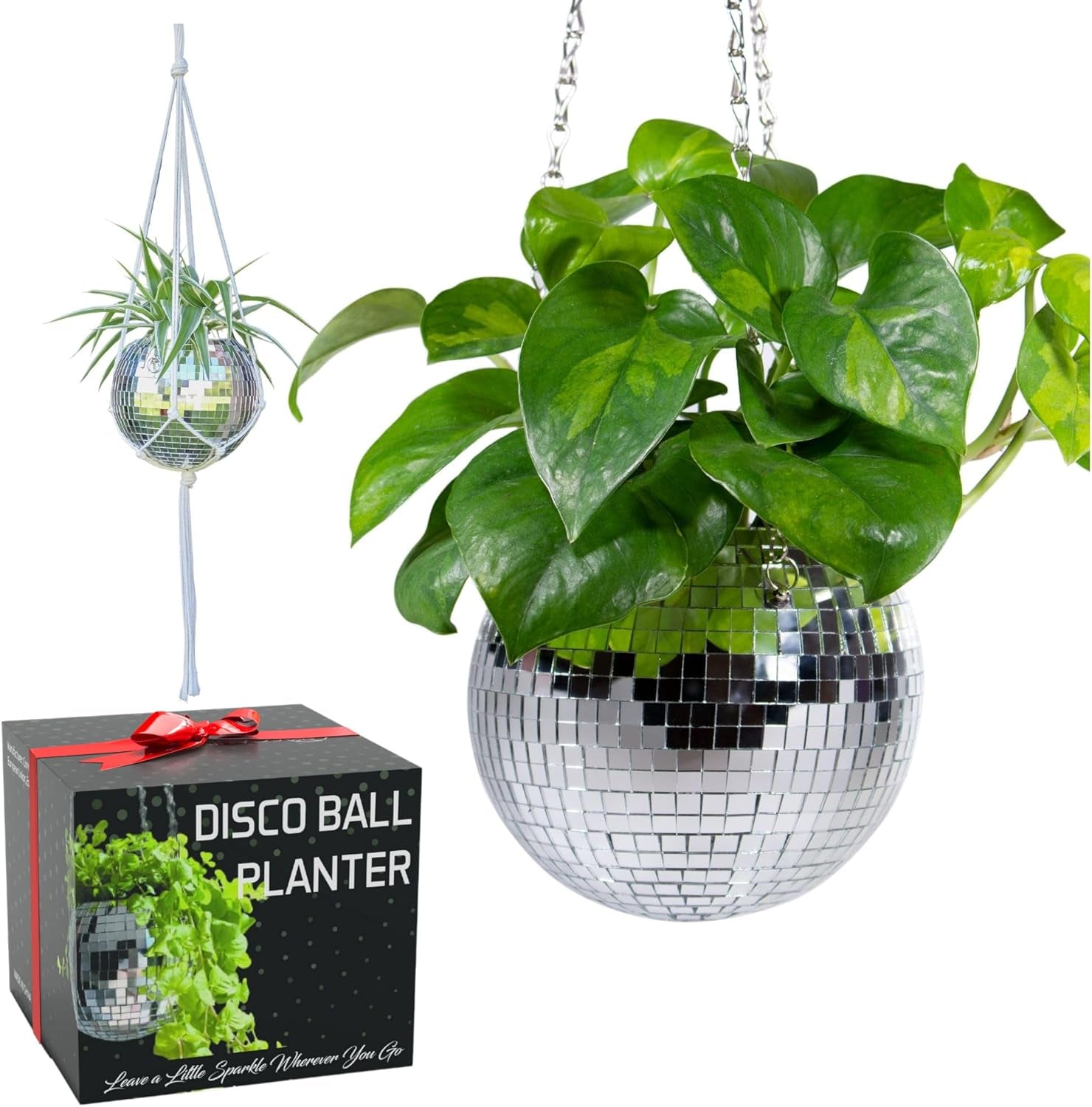 SCANDINORDICA Disco Ball Planter - Aesthetic Hanging Flower Pot