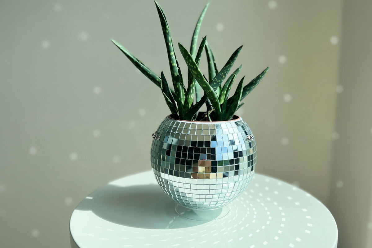 SCANDINORDICA Disco Ball Planter - Aesthetic Hanging Flower Pot