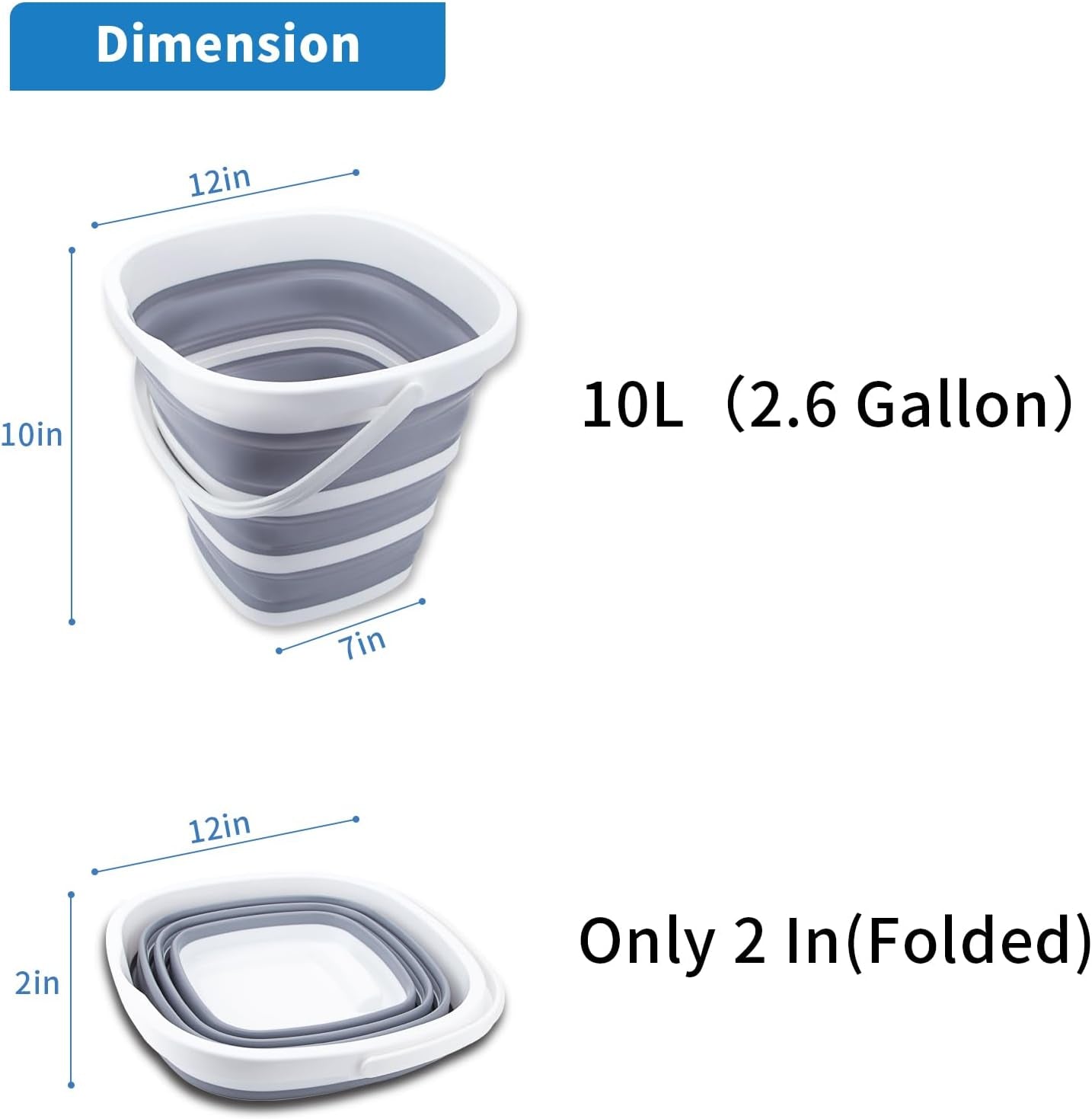 Collapsible Silicon Bucket 10L for Home & Garden